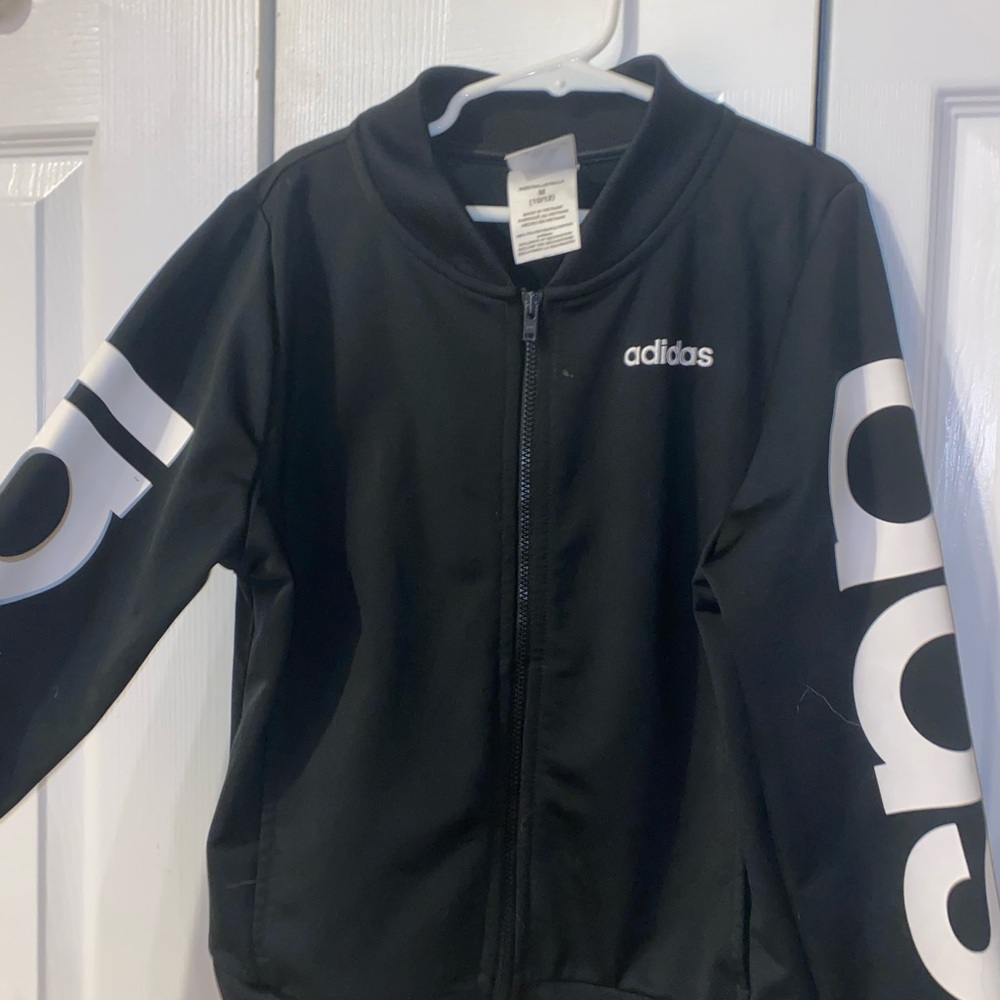 Girls black and white adidas jacket